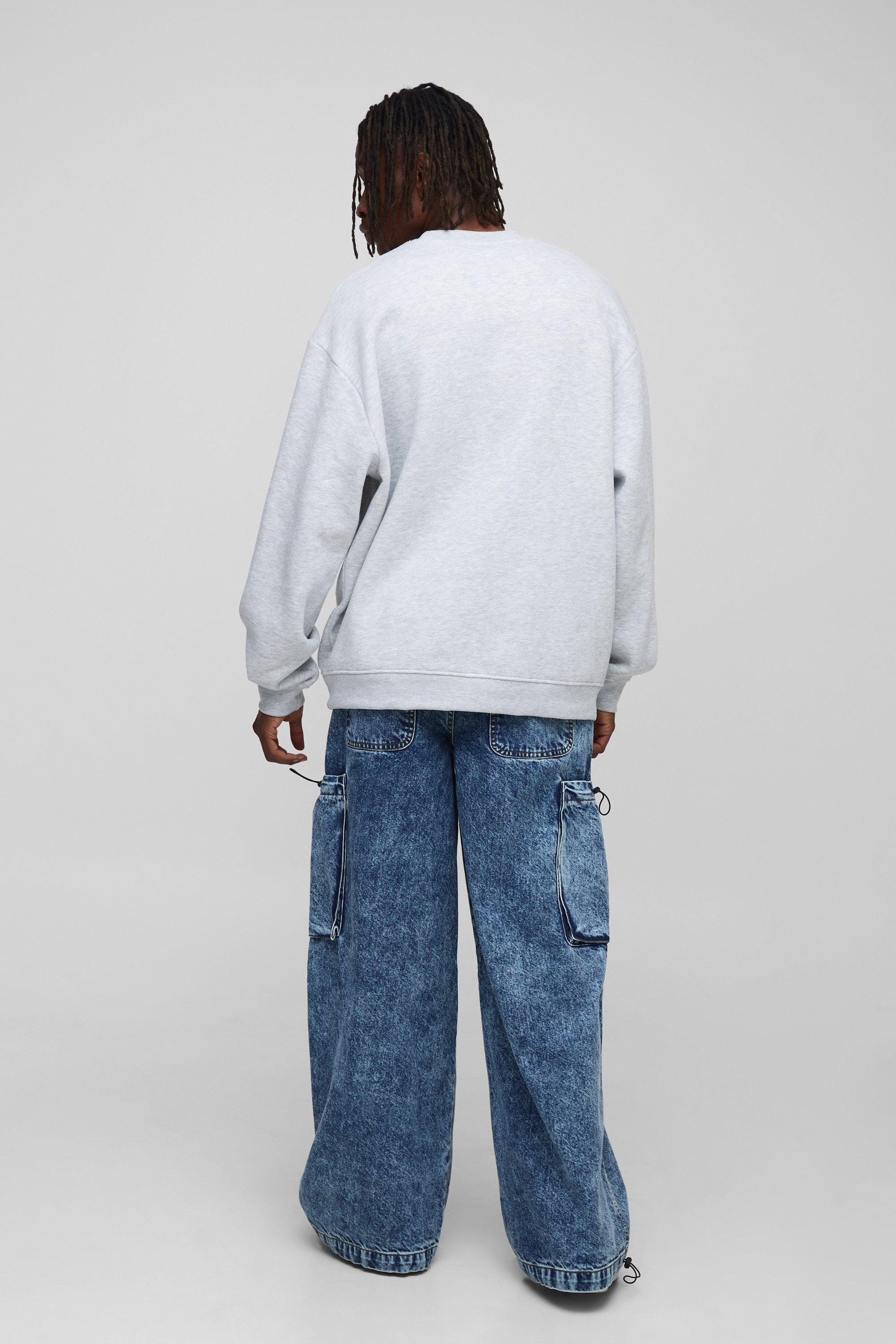 Tall Baggy Acid Wash Drawcord Cargo Jeans | boohoo CA